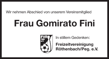 Traueranzeige von Gomirato Fini von Pegnitz-Zeitung